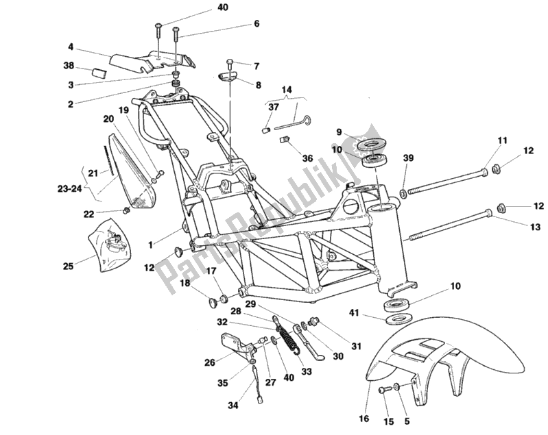 Alle onderdelen voor de Kader van de Ducati Monster 900 Cromo 1998